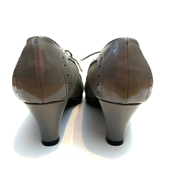 Vintage 1990s gray vegan leather high heel oxfords - Picture 7 of 8
